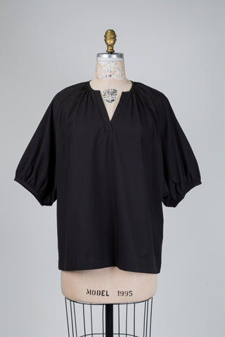Black blouse with puff sleeves (S+)