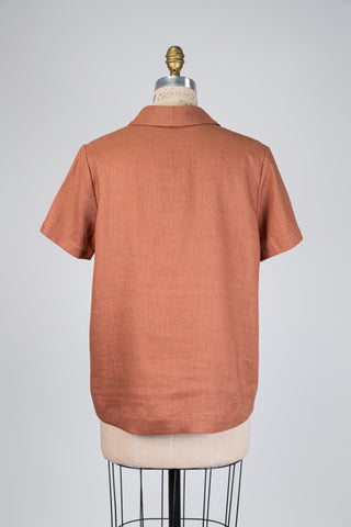 Cinnamon Brown Linen Blouse (S+L)