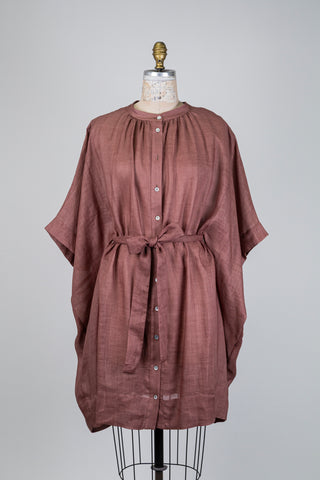 Robe tunique brun rosé à volume gracieux (14/18)