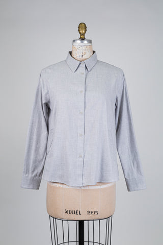 Chemisier évasé gris à poches (6)