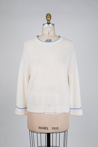 Tricot crème et bleu à finitions cristaux (6)