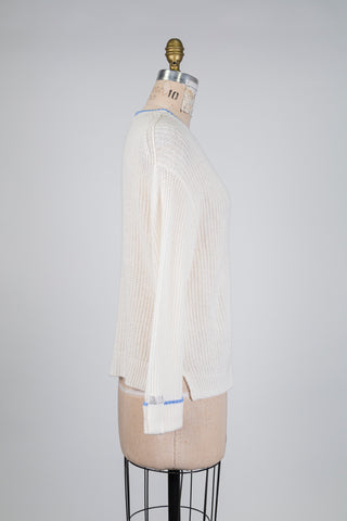 Tricot crème et bleu à finitions cristaux (6)