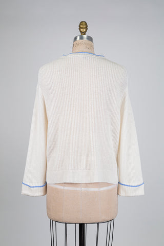 Tricot crème et bleu à finitions cristaux (6)