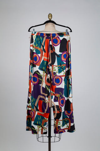 Wide-leg trousers with geometric shapes (S)