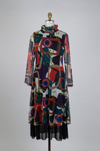 Robe aux formes géométriques effet superposé (S)