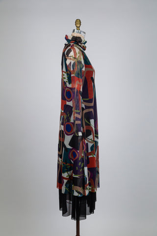 Robe aux formes géométriques effet superposé (S)