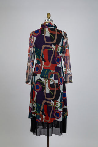 Robe aux formes géométriques effet superposé (S)