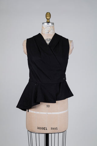Gilet tailleur noir asymétrique à l'ourlet dansant (XS)