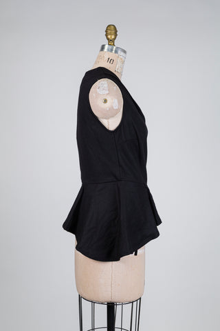 Gilet tailleur noir asymétrique à l'ourlet dansant (XS)
