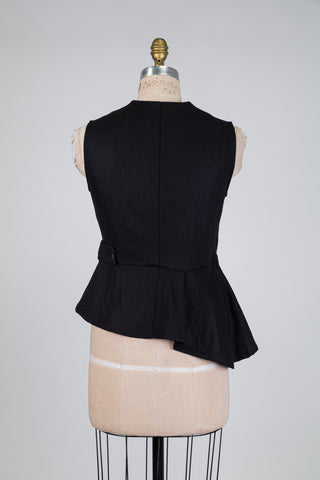 Gilet tailleur noir asymétrique à l'ourlet dansant (XS)