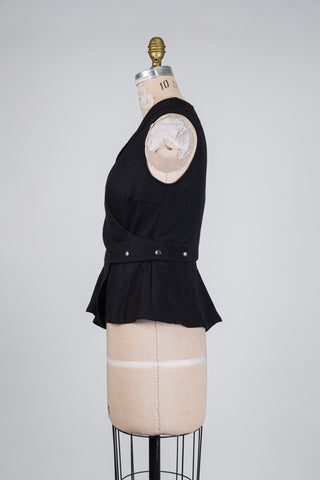 Gilet tailleur noir asymétrique à l'ourlet dansant (XS)