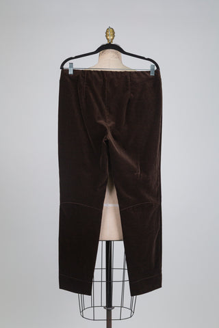 Chocolate velvet cigarette trousers (12)