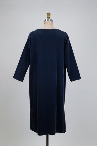 Robe en velours milleraies marine (S+)