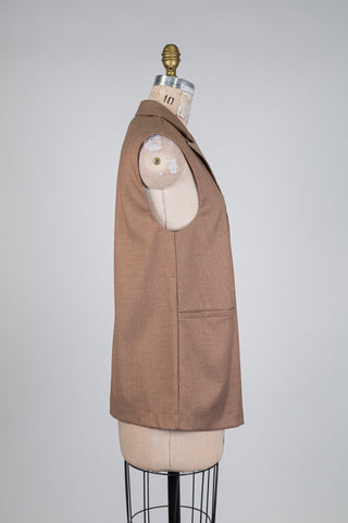 Caramel oversized sleeveless blazer (S)