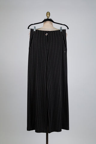 Black wide-leg striped trousers (S)