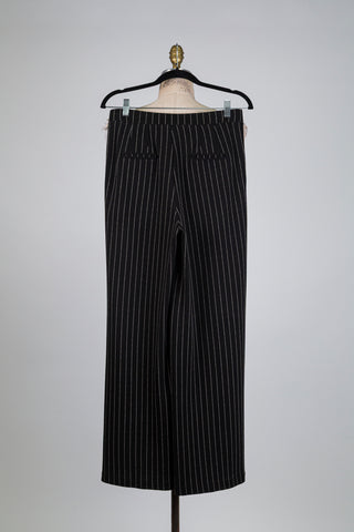 Pantalon noir jambe ample à rayures (S)