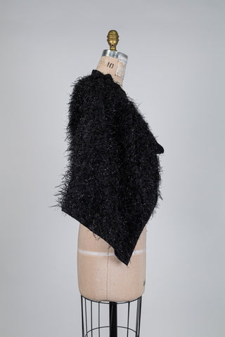 Cape / surjupe festive noire effet plumes (TU)