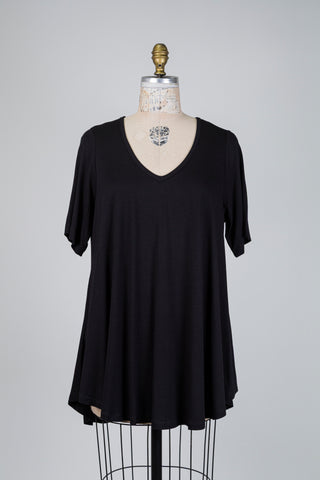 T-shirt trapèze high low noir (TU)