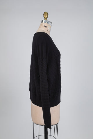 Chandail en tricot noir à relief façon brique (TU)