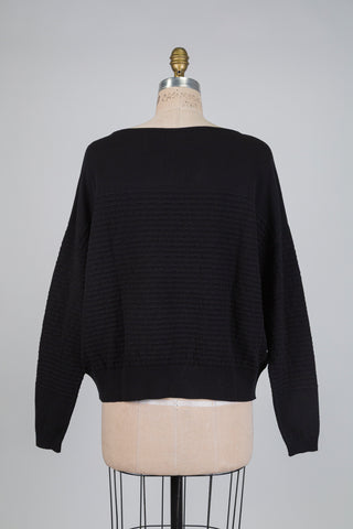 Chandail en tricot noir à relief façon brique (TU)