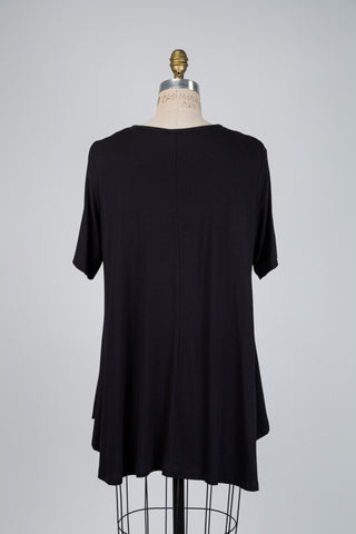 T-shirt trapèze high low noir (TU)