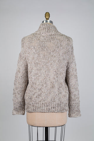 Sand grey knit jacket with stand-up collar (6)