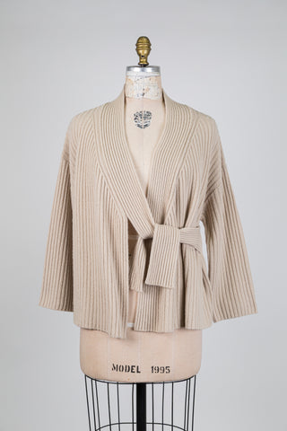 Veste en tricot sésame façon kimono (S)