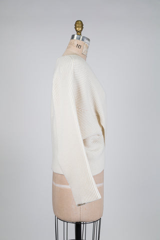 Chandail cache coeur côtelé ivoire (S)