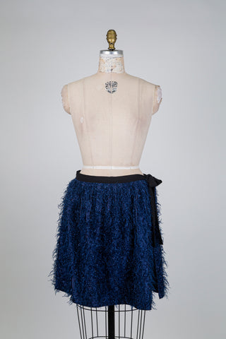 Cape / surjupe festive bleue effet plumes (TU)