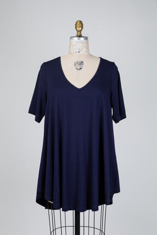 T-shirt high low marine (TU)