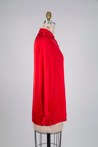 Chemisier satiné rouge flamboyant (S)