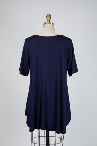 T-shirt high low marine (TU)