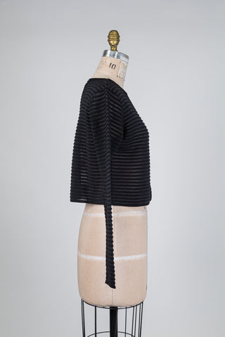 Black cardigan with grey textured knit (M)