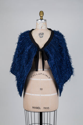 Cape / surjupe festive bleue effet plumes (TU)