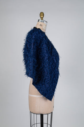 Cape / surjupe festive bleue effet plumes (TU)
