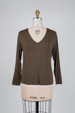 Khaki long-sleeved T-shirt (S)