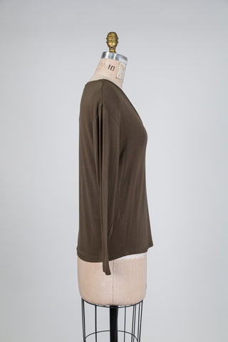 Khaki long-sleeved T-shirt (S)