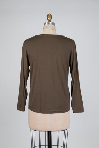 Khaki long-sleeved T-shirt (S)