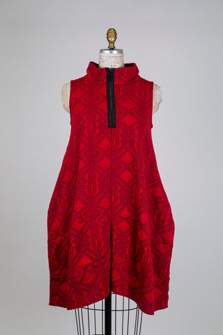 Robe ballon en jacquard pixels rouge (S)