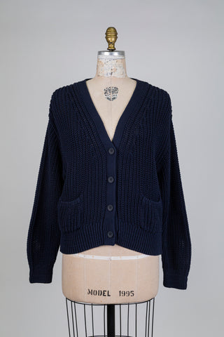 Cardigan en tricot marine pur coton (12)