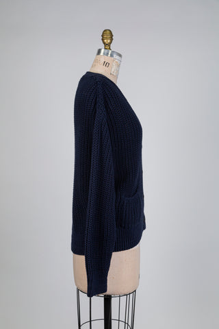 Cardigan en tricot marine pur coton (12)