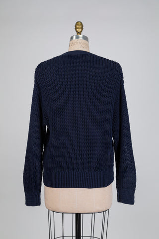 Cardigan en tricot marine pur coton (12)
