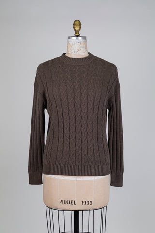 Chandail en tricot torsadé brun (XS à L)