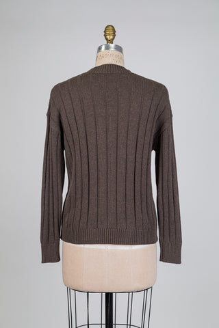 Chandail en tricot torsadé brun (XS à L)