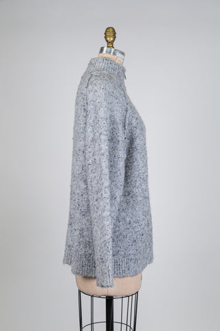 Chandail  gris chiné bleu à col zip (6+)