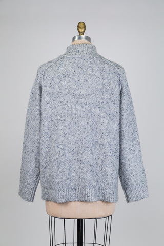 Chandail  gris chiné bleu à col zip (6+)