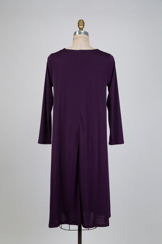 Plum dress with colorful rectangle pattern (S)