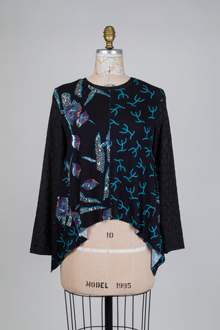 Patchwork tunic with overlapping split back (S)