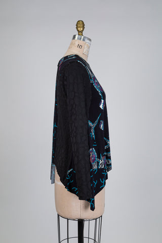 Patchwork tunic with overlapping split back (S)