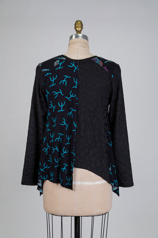 Patchwork tunic with overlapping split back (S)